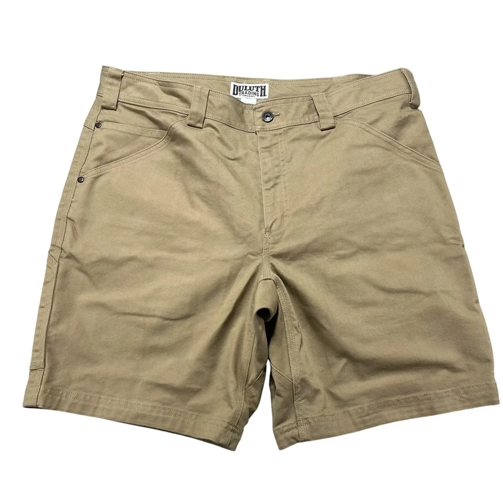 Duluth Trading Shorts Mens 38 Beige Canvas Chino 9